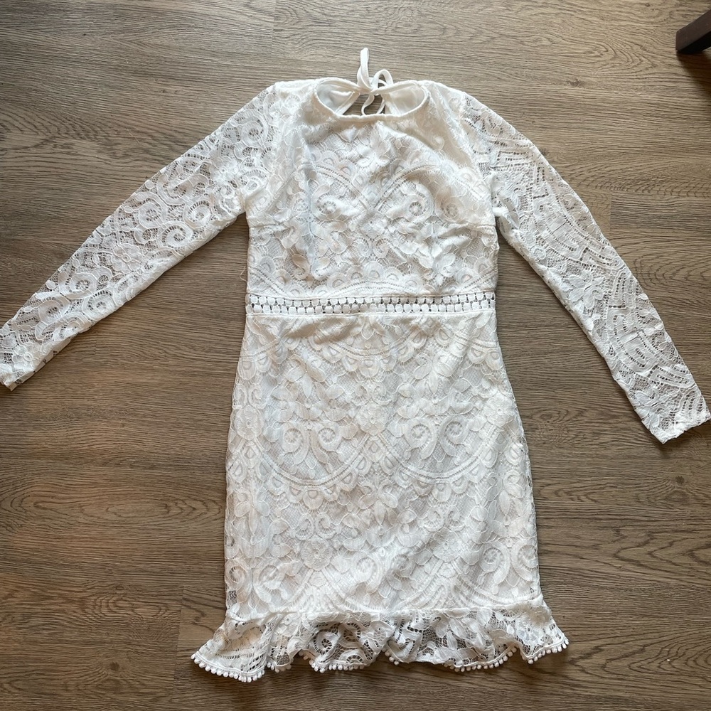Lulus Small White Lace Long Sleeve Dress